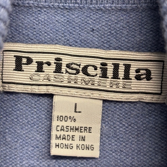 Priscilla 100% Cashmere Turtleneck Sweater Long Sleeve Blue L - Picture 3 of 6
